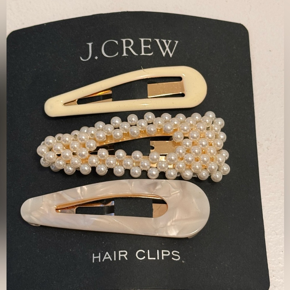 J. Crew Ivory and Pearl Hair Clip Trio